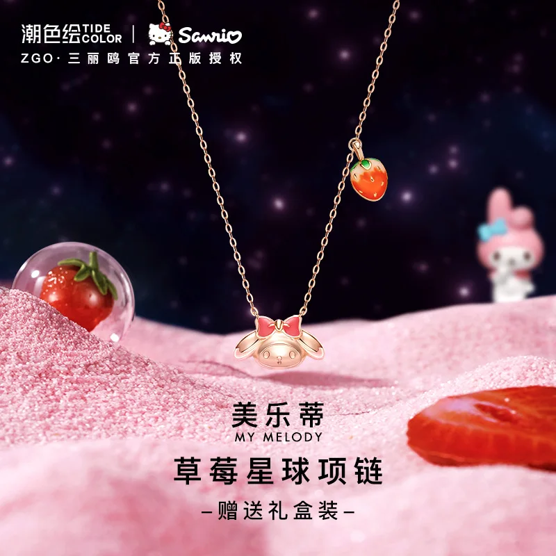 

Sanrio My Melody 925 Silver Necklace Accessories Hello Kitty Cute Clavicle Chain Women Jewelry Set Necklace Cute Gifts for Girls