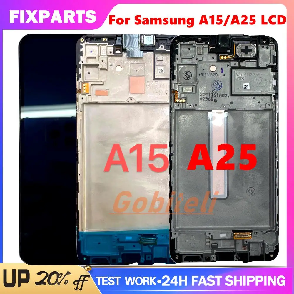 

ЖК-дисплей 6,5 дюйма AMOLED для Samsung A15 4G A155F A156, сенсорный экран с дигитайзером для Samsung A25, A256B, A256E, сменный ЖК-экран