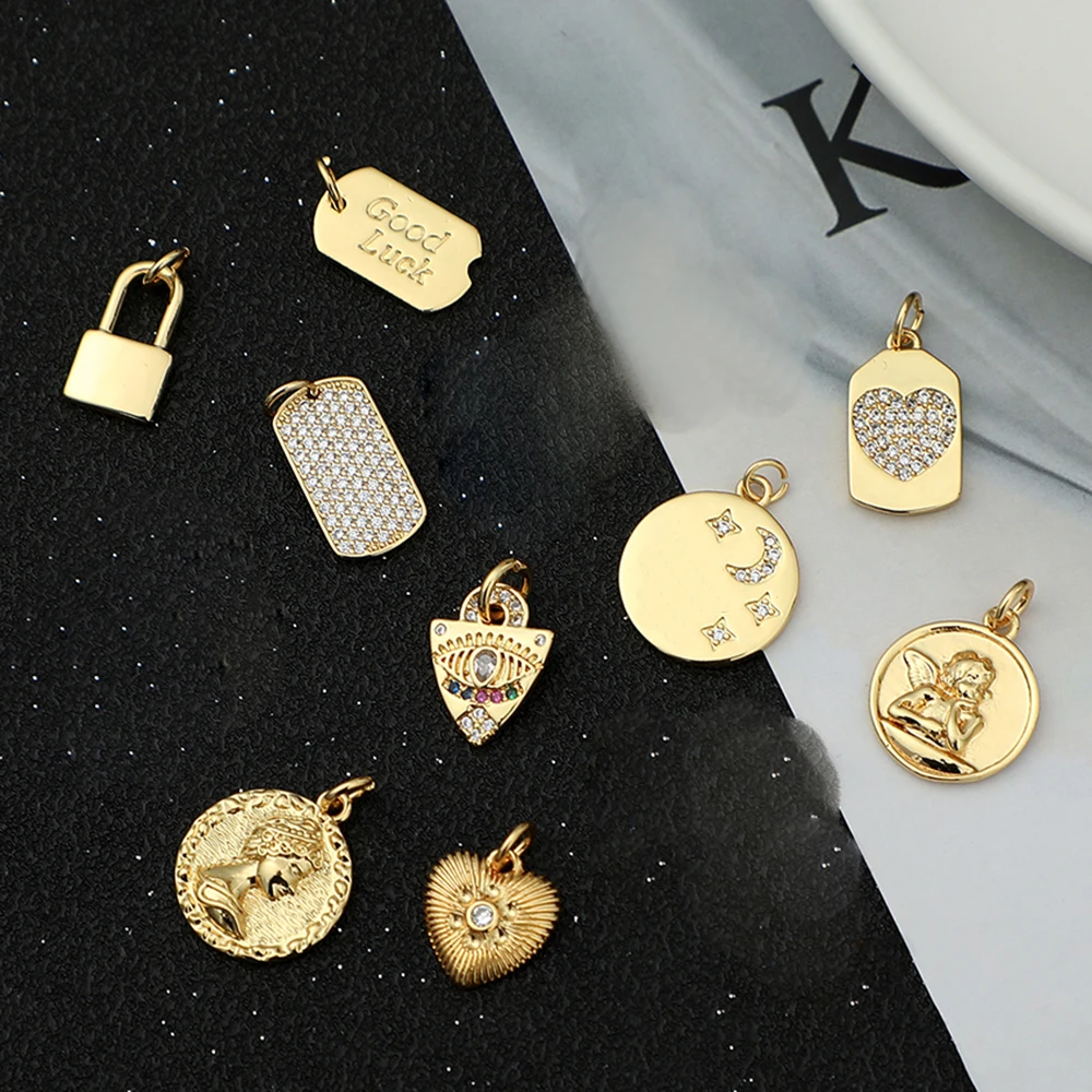 Jewelry Charms Alloy Heart Star Metal Charms for Jewelry Making Supplies Gold Color Angel Evil Blue Eye Pendant Design Diy for Earrings Necklace