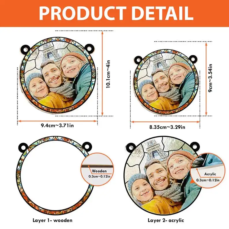 Potrait Ornament,Potrait From Photo,Photo Suncatcher Staine Glass,Stain Glass Gift,Unique Personalized Gift