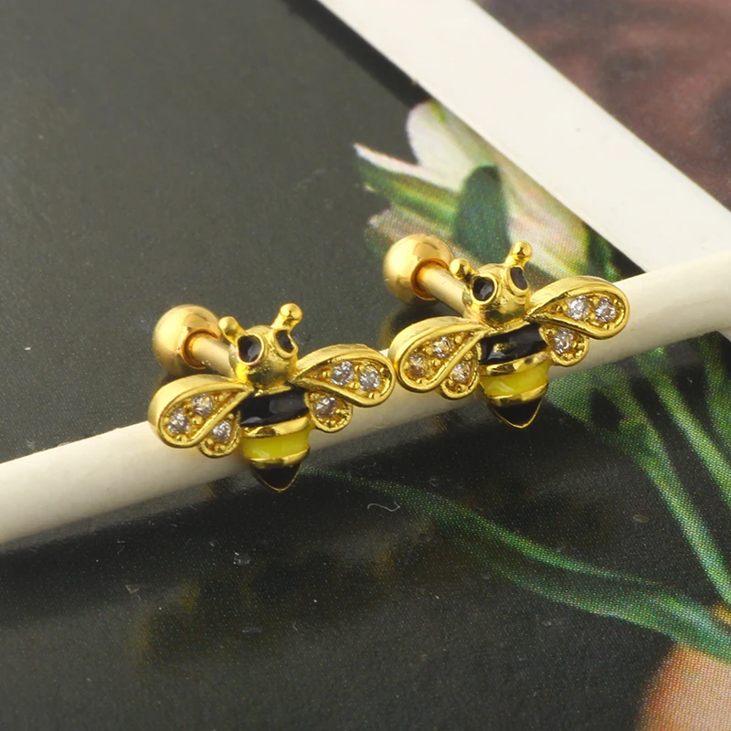 wholesales hot sales bee cartilage tragus piercingss lip piercings daith helix conch jewelry labret stud lip rings helix earring