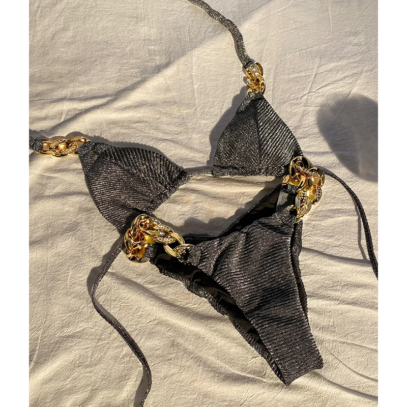 Bikini brasileño de lujo para mujer, traje de baño de 2 piezas con
