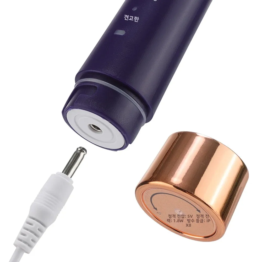 성인 남녀 공용 전동 칫솔 6가지 모드 음파 전동 칫솔 4개의 칫솔모 IPX7 방수 음향 전동 USB