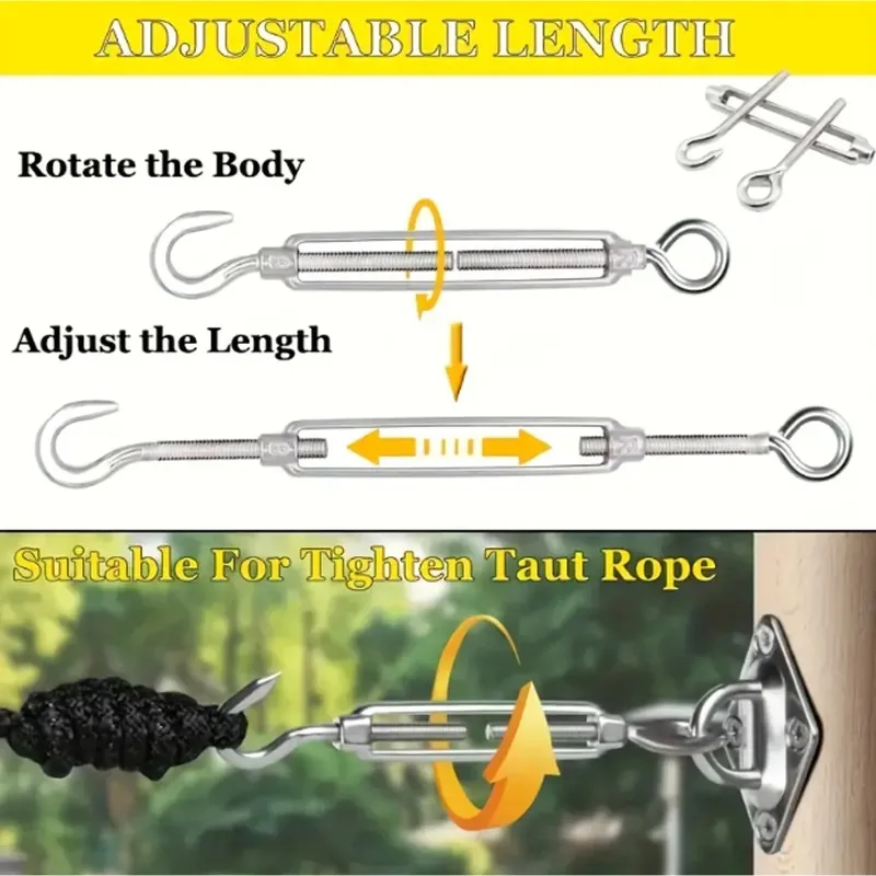 Tendeurs œillet-œillet HEVERP M8 - Lot De 4 En Acier Inoxydable 18,8cm - Pour Voile D'ombrage