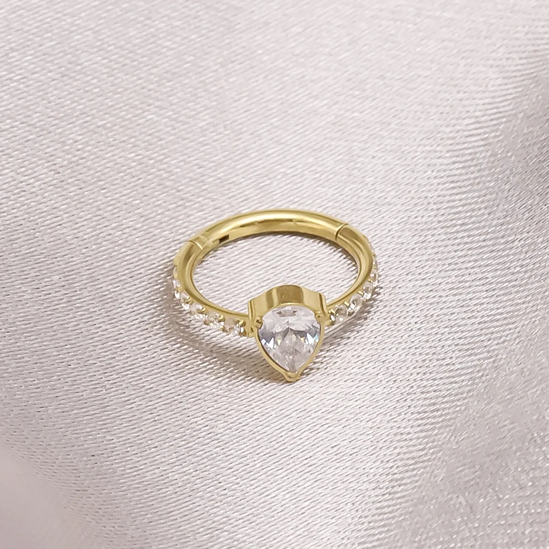 G23 Titanium Nose Septum Piercing Ring Hoops Cartilage Helix Daith Conch Earrings With CZ Zircon Clicker Hoop Body Jewelry 16G