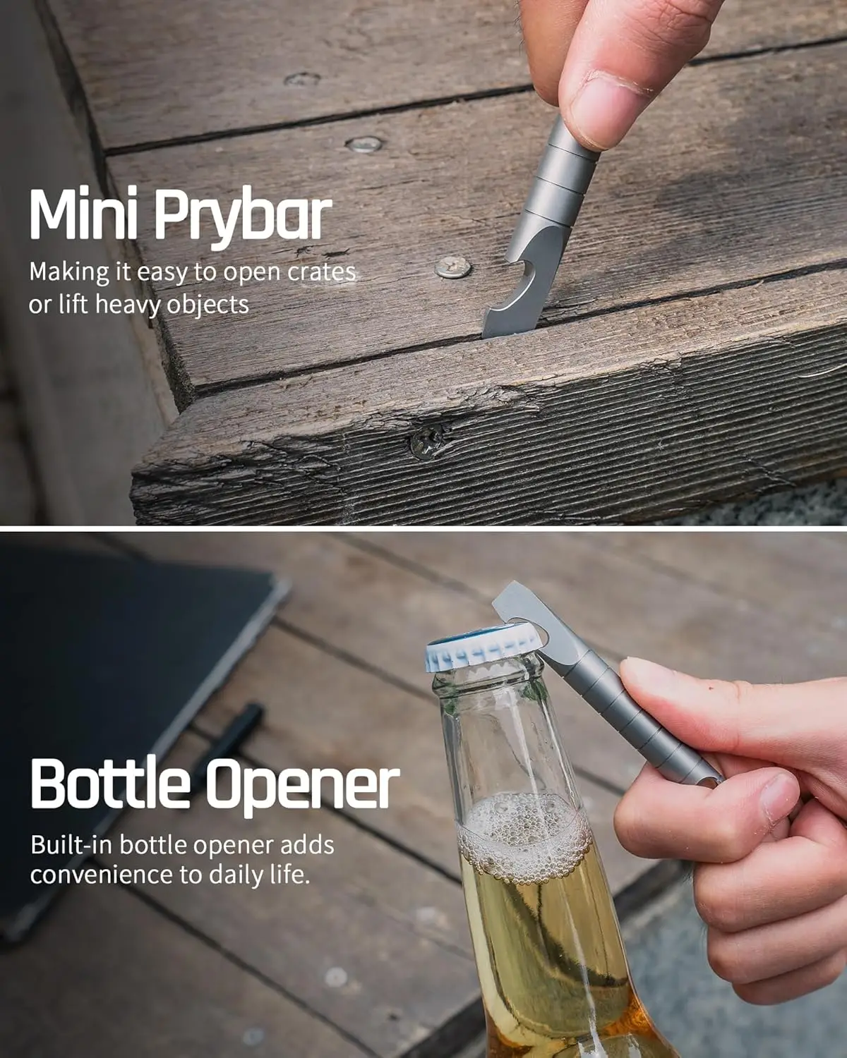Keychain Pry Bar, Titanium Mini EDC Prybar Multitool with Bottle Opener, Pocket Small Keychain Tools for Every Day Carry(Mini) 5