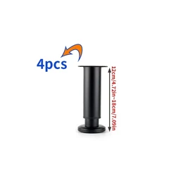 Set of 4 Adjustable Black Telescopic Furniture Support Legs (4pcs 12 - 18cm)