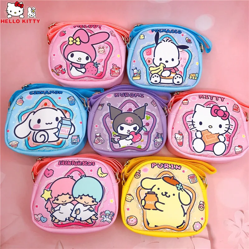

Сумка Sanrio из искусственной кожи, кошелек Kawaii Kuromi, кошелек для монет, сумка-мессенджер через плечо, рюкзак Cinnamoroll для детей, мультяшная милая игрушка для девочки
