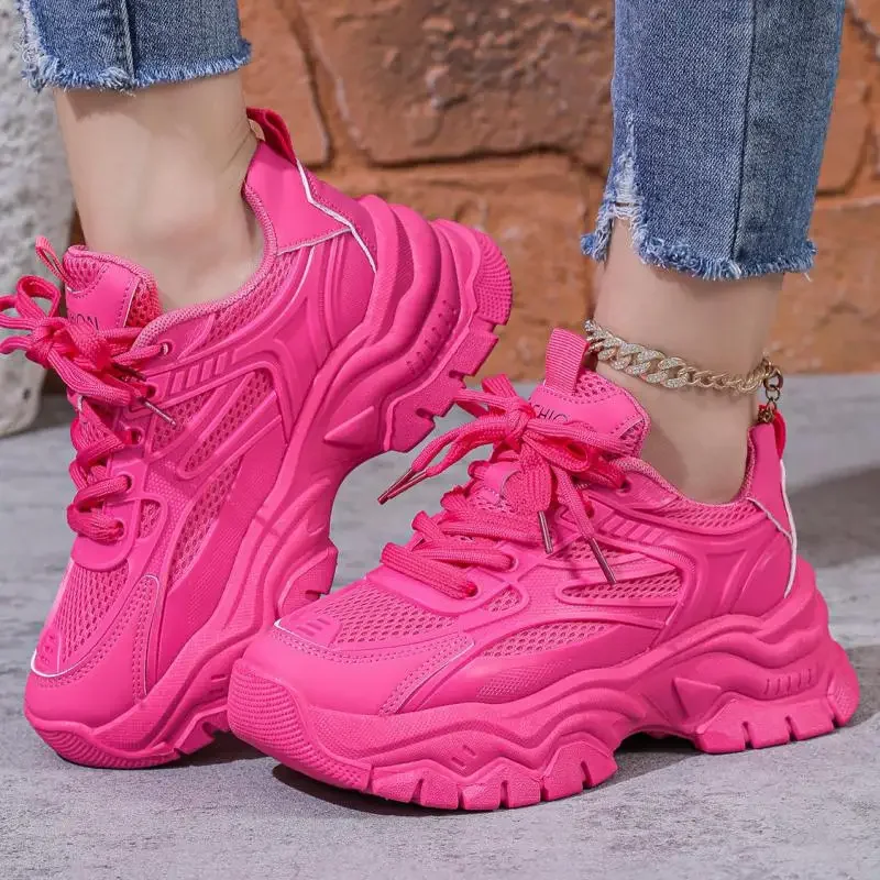 35-41 Spring Campus Sports Style Breathable Non-Slip Thick Sole Women Casual Sneakers Chunky Woman Fashion Comfort Running Shoes 4