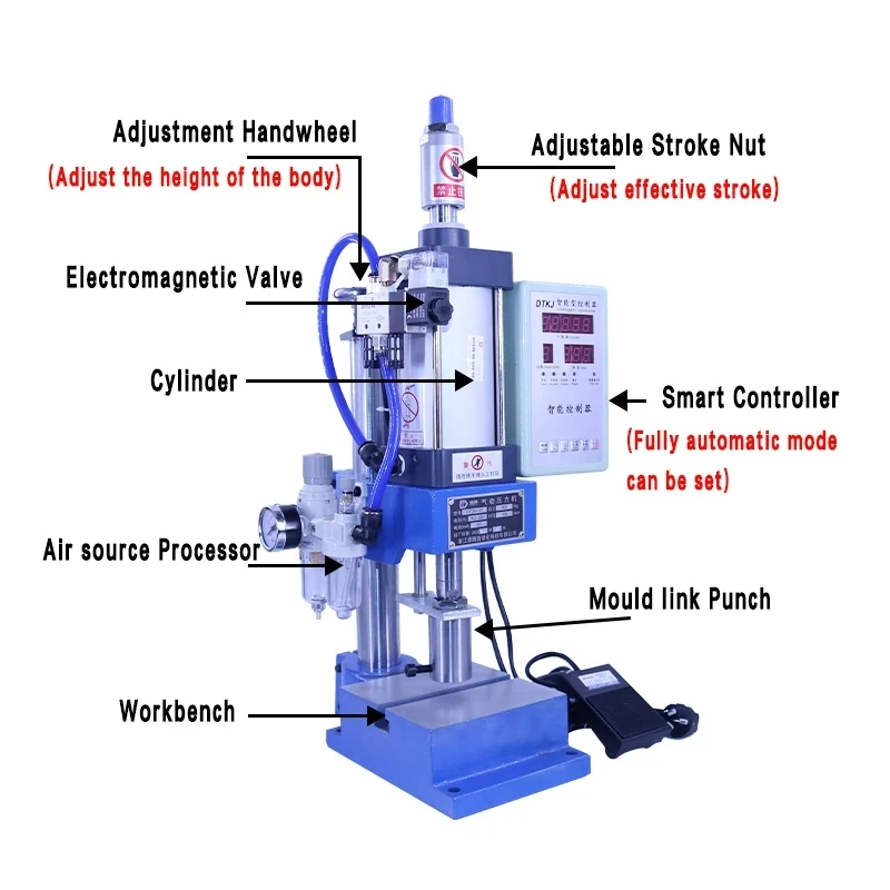 Pneumatic Punching Machine 500KG Column Manual Pneumatic Press Small Adjustable Force Punch 110V / 220V Type 100