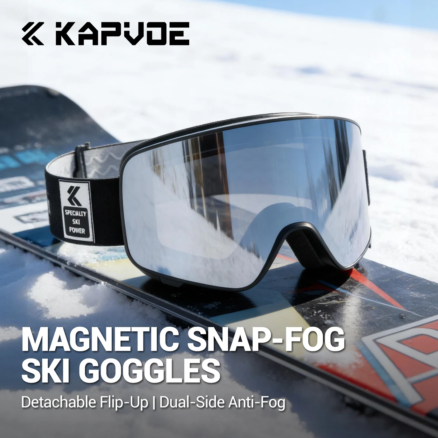 Kapvoe Photochromic Snow Goggles Ski Magnetic Anti-Fog Lenses UV400 Protection Men Women Ski Goggles Sunglasses Sports Eyewear