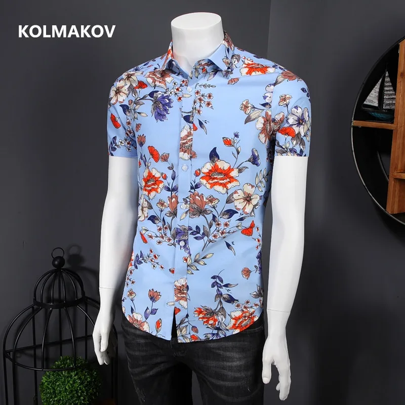 

2023 new arrivl Men's High quality smart casual short Sleeve Shirts,summer printing men Shirt Slim Fit Shirt Male size M-6XL,7XL