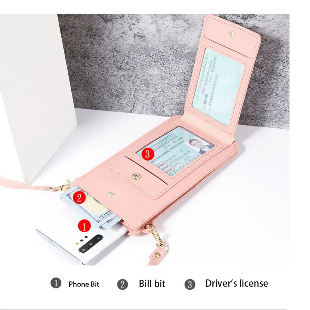 Messenger Shoulder Bags Fashion Women Bag Crossbody Pack Mini Mobile Cover Leather Clutch Cell Phone Pocket Touch Screen Handbag Mobile Phone Bag Women Messenger Bag