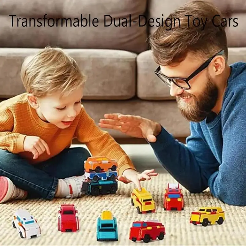 

Educational Toy Cars Transform 2 In 1, Friction Powered Transforming Vehicle Toys Vehicle Set Fast Racing Car Kids Toy gifts