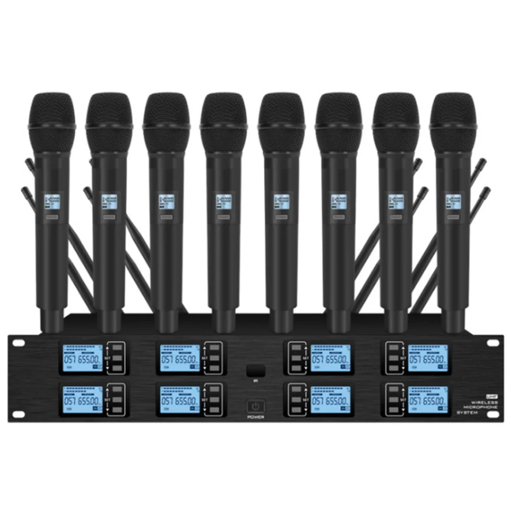 전문 UHF 무선 마이크, 8 채널 핸드헬드 마이크, 라발리에 마이크, 무대 공연, 컨퍼런스 마이크