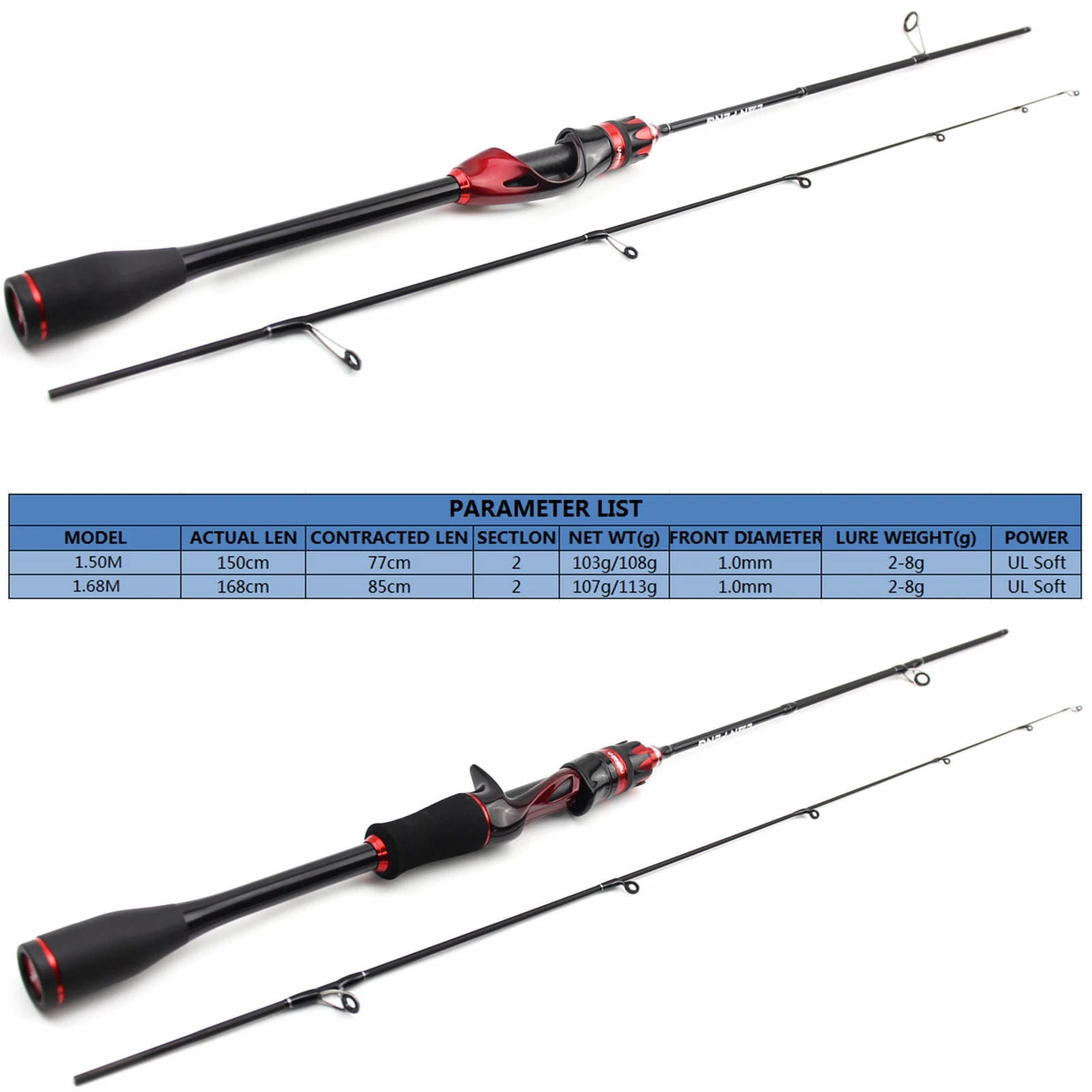 Fly Fishing Rod 1.68m Colorful Solid Tip Trout Lure Fishing Rod Slow 2-8g  Carbon Spinning/Casting Rod Ultralight Fishing Pole Fishing Pole (Color :  Spinning Rod, Size : 168cm) : : Sports 