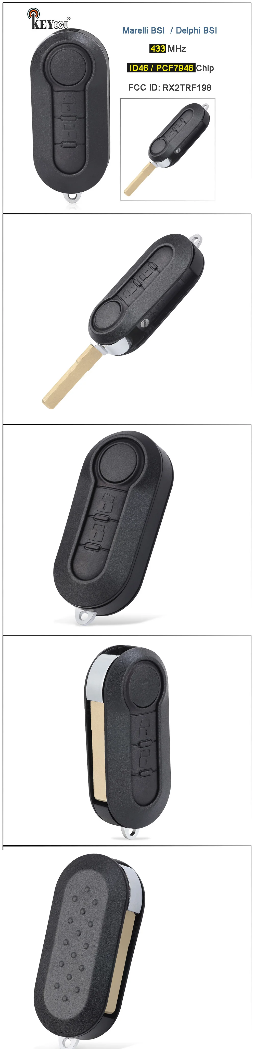 Keyforkess 433MHz ID46 Chip muslimah Flip Remote Car Key Fob 2 pulsanti per Fiat 500L MPV Ducato per Citroen Jumper per Peugeot Boxer - S5b9d7eb306f74d1abc76b77835b49cbeE