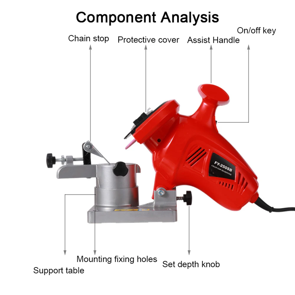 Tabletop Electric Chain Grinder Sharpening Chainsaw Sharpener Professional Sawchain Polisher Saw Sharpen Tool for Chain Saws 6