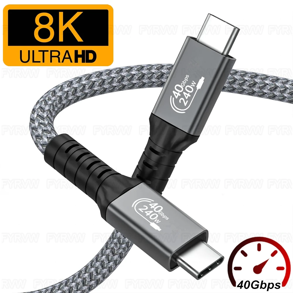 Ultra High-Speed Thunderbolt 4 USB4 Cable - 40Gbps, 8K@60Hz Video, Quick Charge 240W