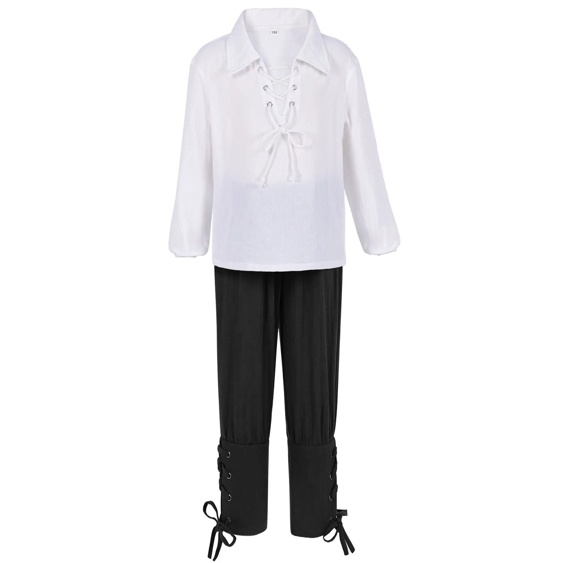 Kids Cosplay Costume Newly Halloween Boys Kids Renaissance Costume Set Medieval Pirate Shirt Pants Viking Costumes Accessories