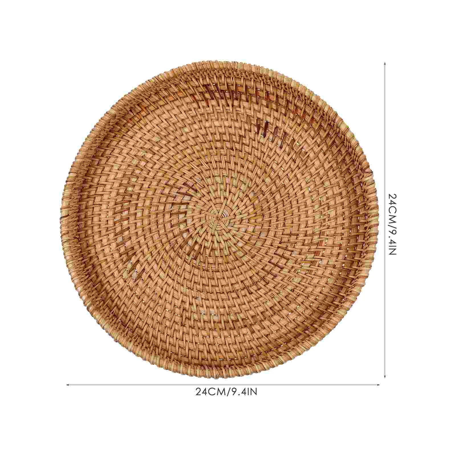 Wicker Bread Basket Foods Serving Plate Rattan Storage Table Decor Coffee Tray Light Brown 6