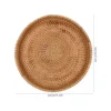 Wicker Bread Basket Foods Serving Plate Rattan Storage Table Decor Coffee Tray Light Brown 6