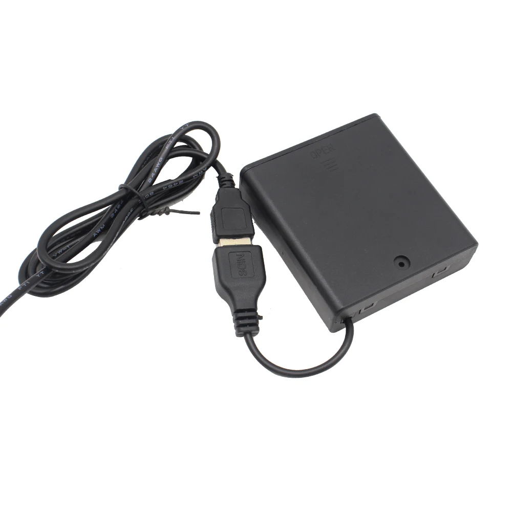 4 AA Power Battery Storage Case Holder LR6 Non-waterproof Box Switch for 5V USB LED Strip Lights portable multifunctional box