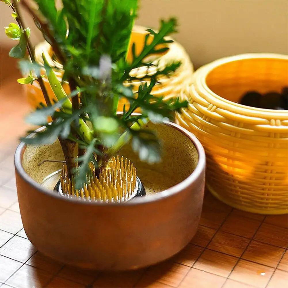 Round Ikebana Kenzan Flower Frog With Rubber Gasket Art Fixed Arranging  Tools K1MF