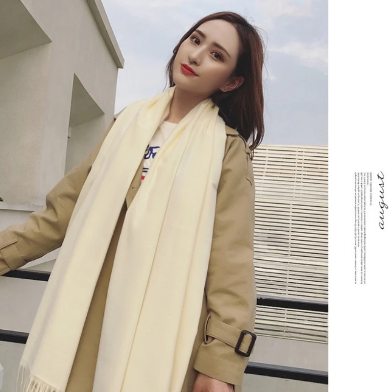 Solid Women Cashmere Scarf Pashmina Shawls and Wraps for Evening Dresses Travel Office Winter Warm Blanket Soft Long Scarves