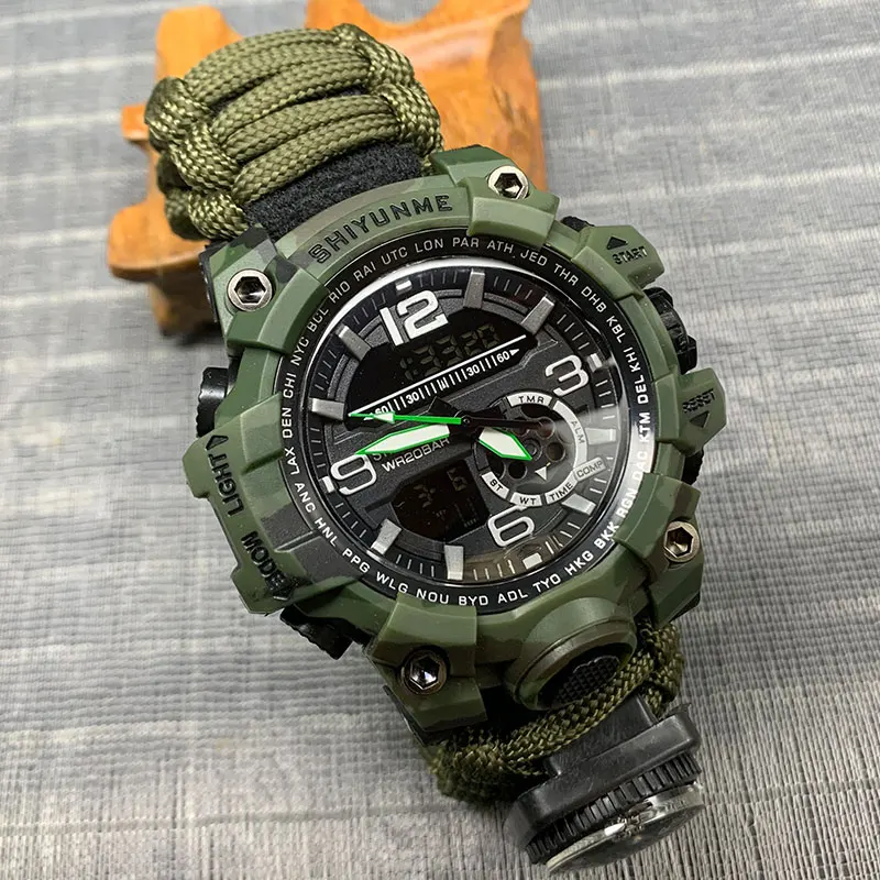 Shiyunme Men Camouflage Military Watch G Style Led Digital Watch Fischietti Impermeabili Outdoor Survival Sports Men Orologi Al Quarzo