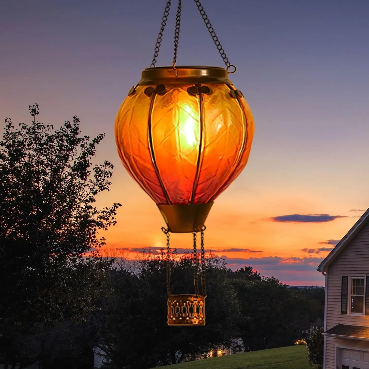 3PCS Christmas Outdoor Hanging Solar Lanterns 4 Color Hot Air Balloons Solar Power Decorative LightingFixtures Home Decoration