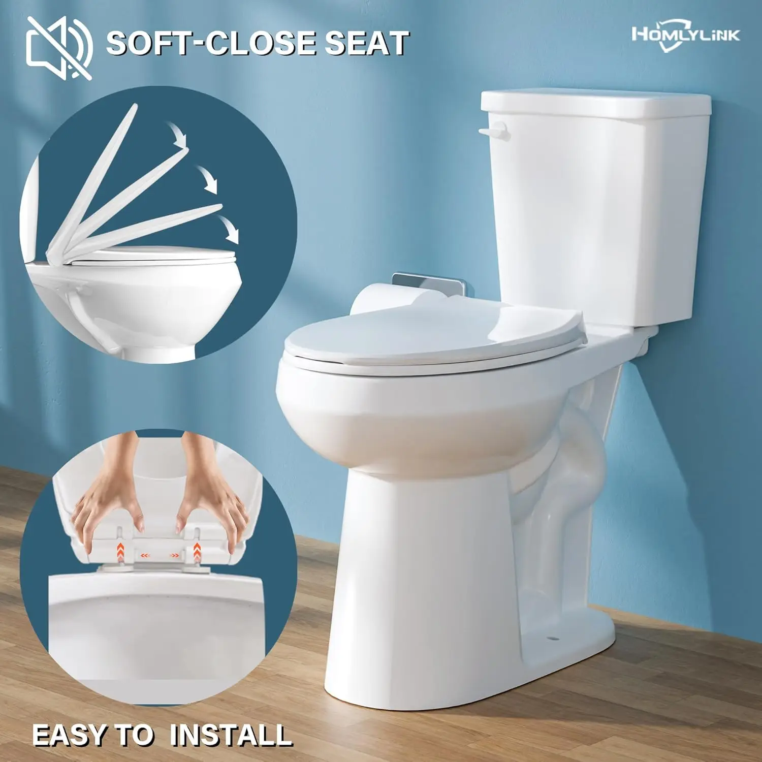 21 Inch Tall Toilet for Seniors Extra High Toilet Comfort Bowl Height Seat Height 22" Two-Piece Single Flush 1.28 GPF