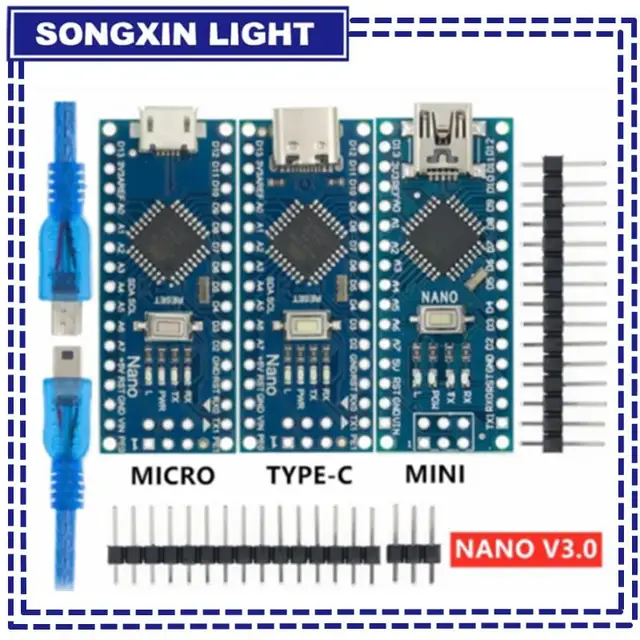 Micro/Mini/Type-C USB With the bootloader compatible for Arduino Nano 3.0 controller CH340 USB driver 16Mhz Nano v3.0 ATMEGA328P