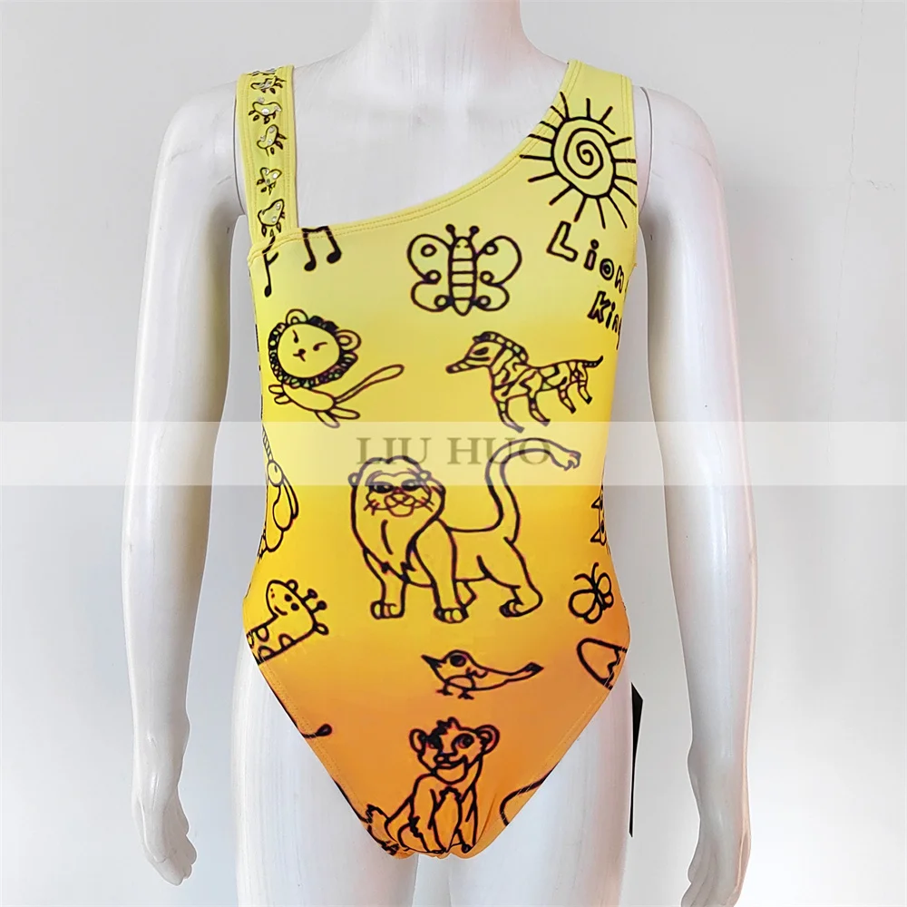 

LIUHUO Synchronized Swimming Tights Girls Performance Kids Rhythmic Leotard Children Teens Competition Yellow Animals Dance