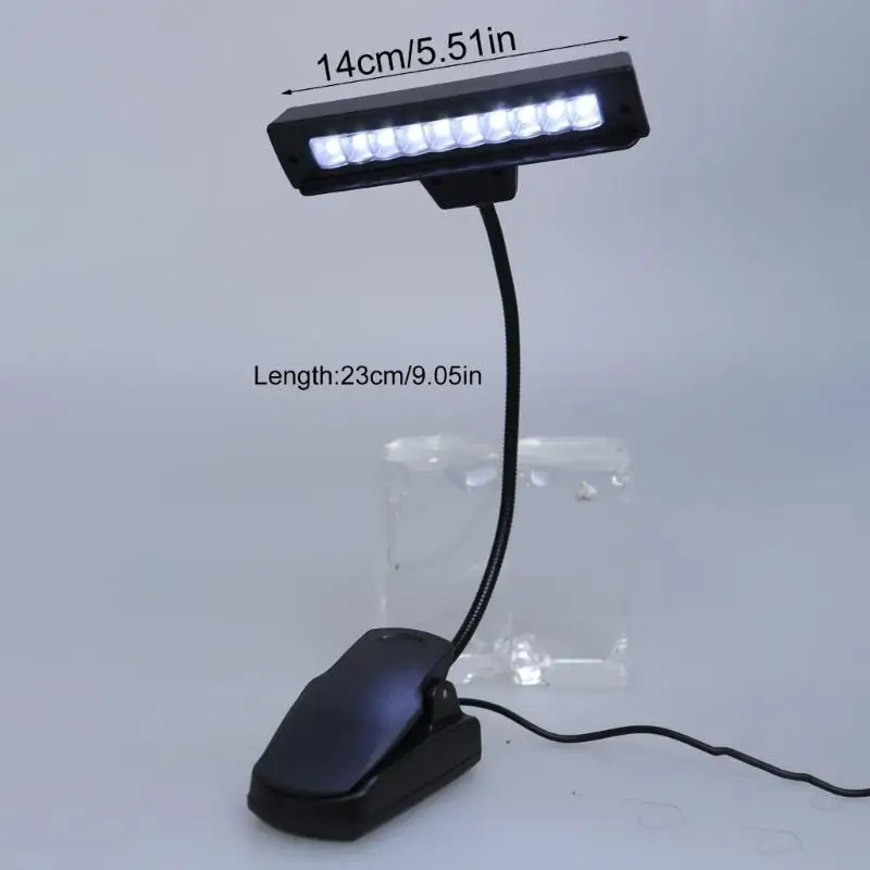 31BA 휴대용 10 LED 클립 조명, 독서, 여행 등을 위해 작동되는 USB 또는 AA 배터리