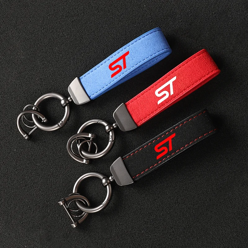 

Car Suede Keychain Sport Car Key Ring Custom Gift With ST Logo For ST Logo FOCUS Mondeo Fiesta Kuga MK2 MK3 Car