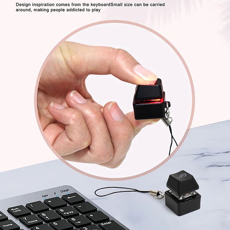 Merit +1 Muyu Decompression Keychain Necklace LED Lamp Fingertip Button Mechanical Keyboard Key Cap Pendant Antistress Toy