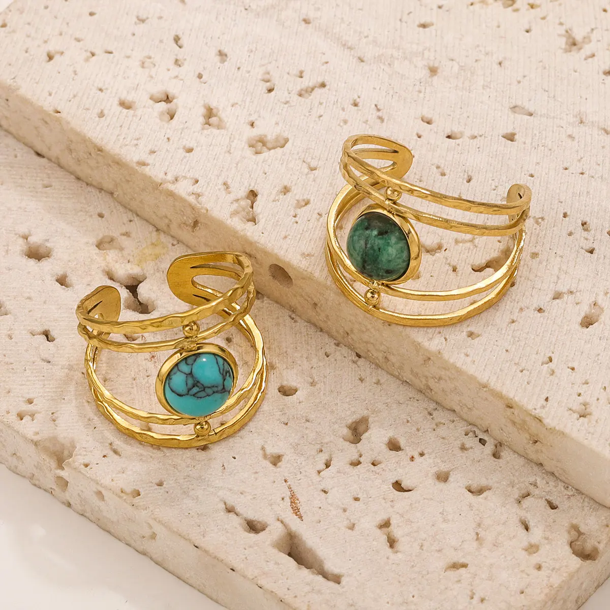 Turquoise Irregular Adjustable Rings - Trendy Fashion Jewelry