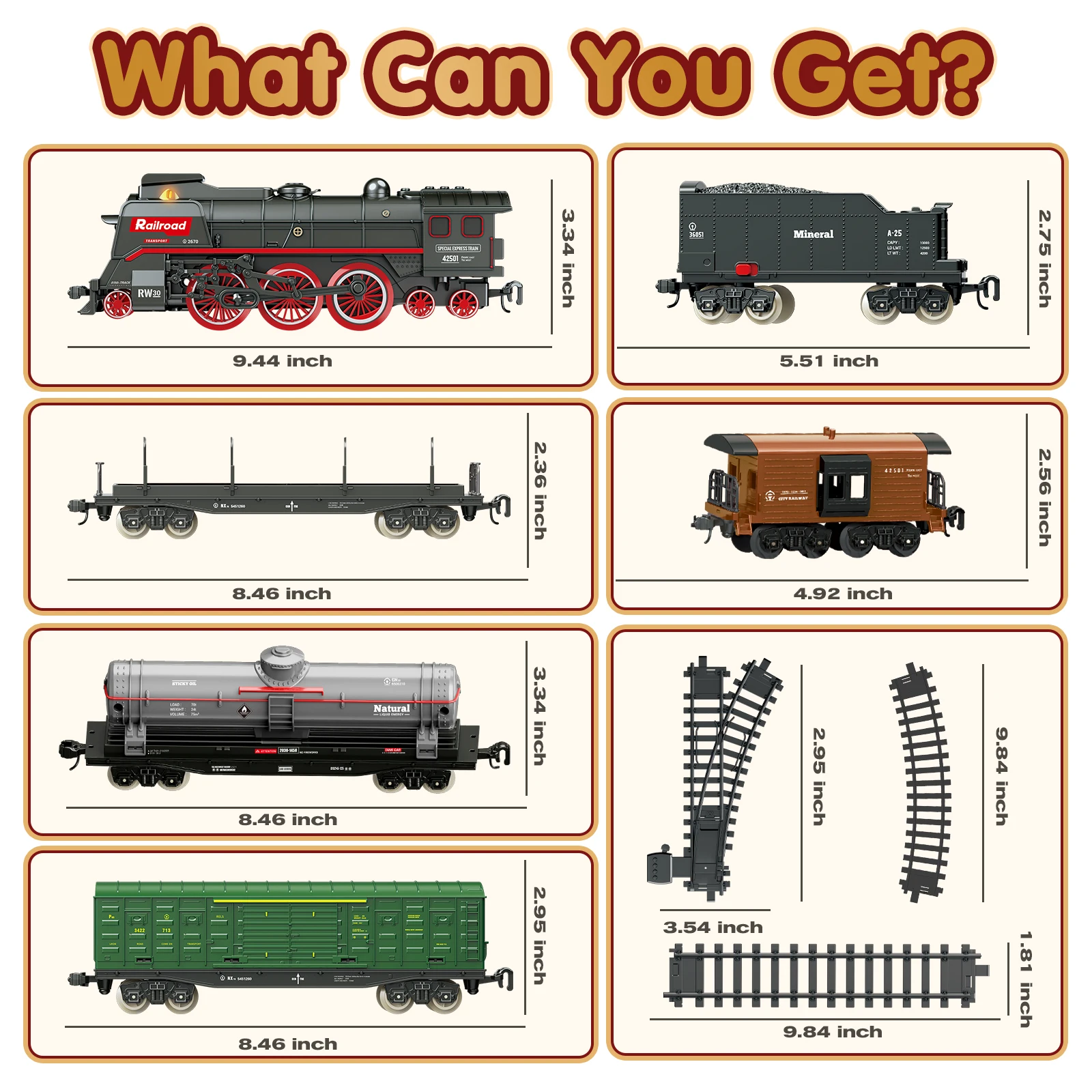 Retro Steam Train Track Toy Set with Smokes,Lights, Sound,Tracks,Electric Toy Train with Locomotive Engine,Cargo Cars and Tracks 4