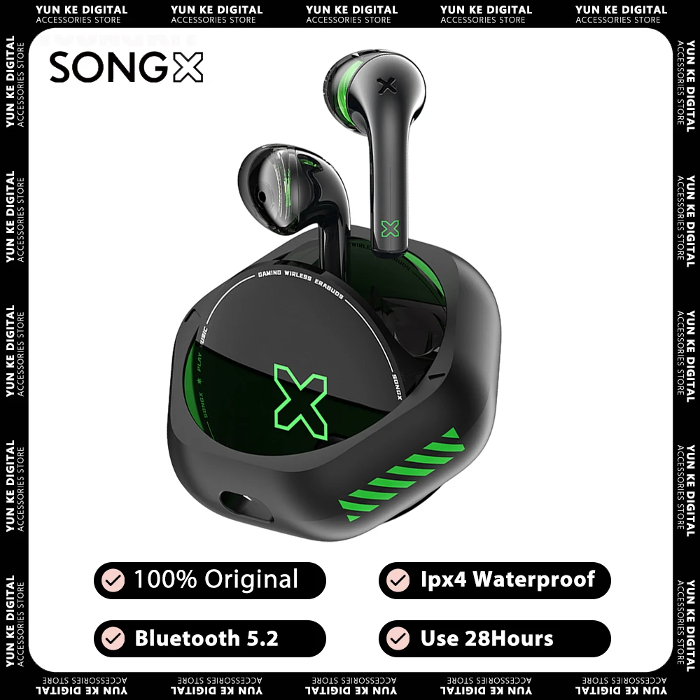 

SONGX10 Earphones True Wireless Bluetooth 5.2 TWS Stereo Noise Reduction In-Ear Ergonomic Design Earbuds X-Bass Headphones Gift