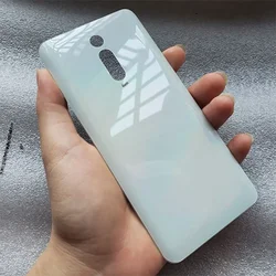Transparent Clear Glass Battery Door Back Cover with Adhesive Sticker (White No Lens)