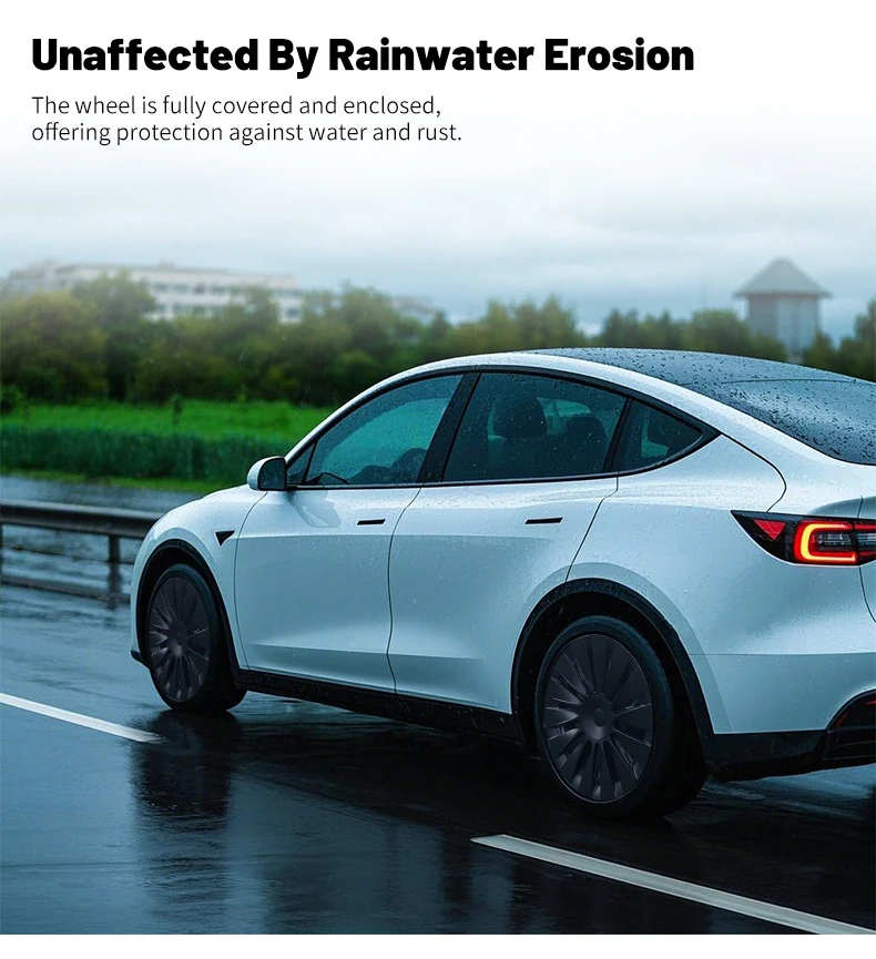 Design für Tesla Model Y (2020-2024) 19-Zoll Blade-Style Radkappen Vollständige Abdeckung Radzierblenden Auto-Ersatzteile (4 Stück) – Detail 6