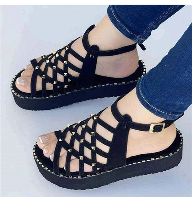 Sandals Women 2022 Gladiator Flat Heels Sandals Summer Shoes Women Ankle Strap Platform Sandals Casual Summer Chaussure Femme