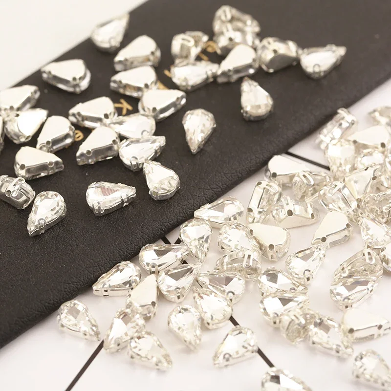 Sliver Claw Teardrop Crystal Stones 5X8/6x10//8x13mm Flatback Glass Strass For Diy Garment Accessories glass crystals rhinestone crystals rhinestone claw crystal rhinestones glass rhinestones