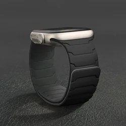 Magnetic Silicone Strap Bracelet - 38 40 41mm S10 - 42mm (Black - gray)