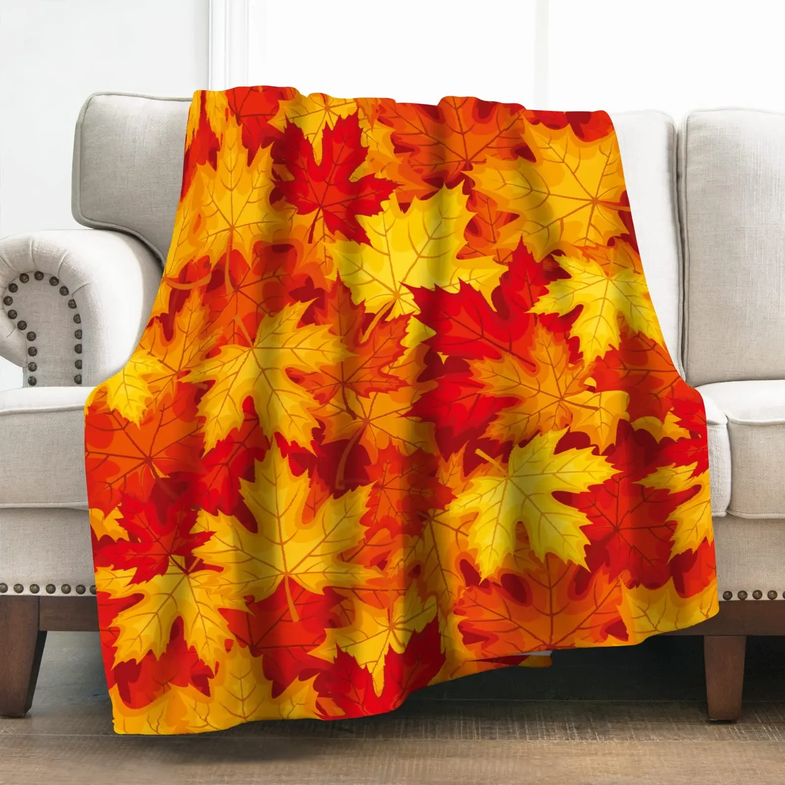 

Maple Leaves Blanket Gift for Girls Boys,Autumn Fall Maple Leaf Thanksgiving Day Halloween Soft Throw Blanket for Couch Bed Sofa