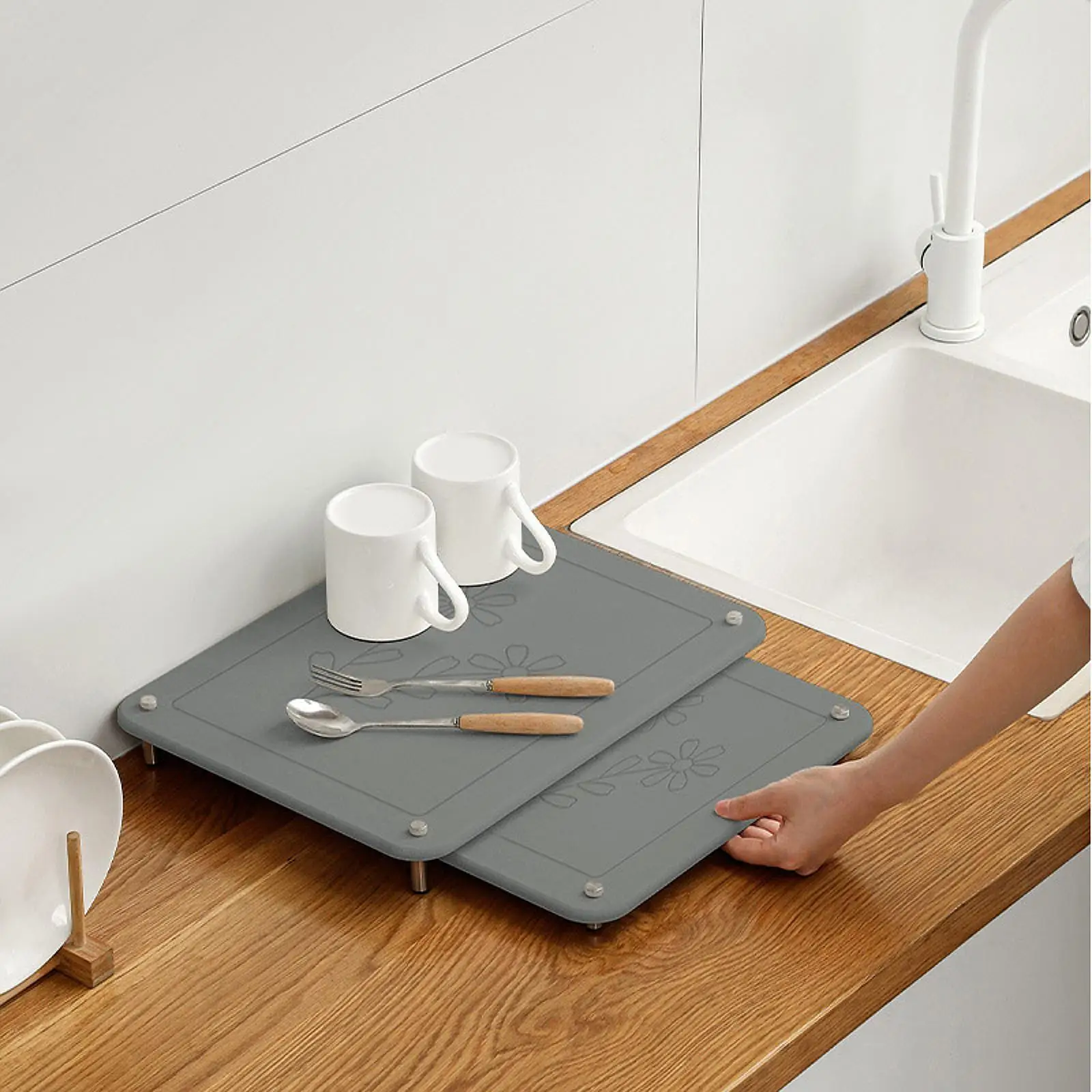 2x Stone Drying Mat Easy to Clean Sturdy Quick Dry with Non Slip Legs Protect Surface Diatomaceous Earth Dish Drainer Dish Rack 2x Stone Drying Mat Easy to Clean Sturdy Quick Dry with Non Slip Legs Protect Surface Diatomaceous Earth Dish Drainer Dish Rack