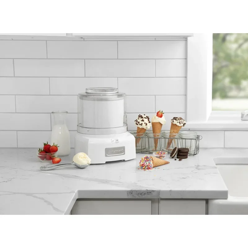 QWQJQWCuisinart Ice Cream Maker Machine,1.5 Quart Sorbet,Frozen Yogurt Maker,Double Insulated,White,ICE-21P1 4