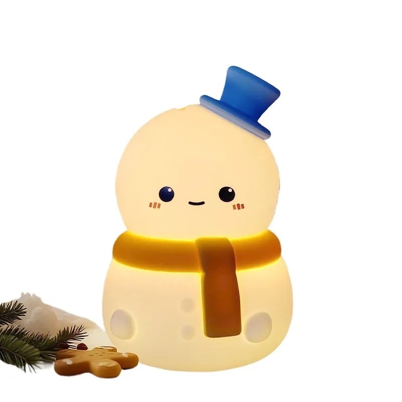 Christmas Snowman Night Light - Tap Control Color Changing | Garden Christmas Toy Bedroom Bedside Ambient Lamp Practical