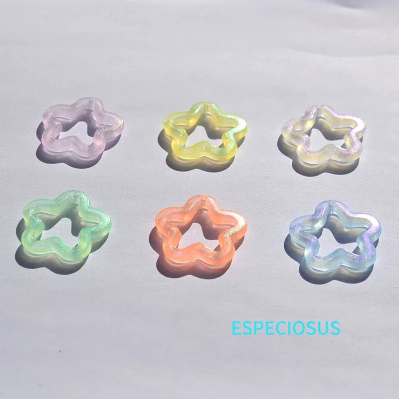 Noctilucent Multi Color Hallow Blossom Acrylic Beads Earring Charms Flower Spacer Necklace Accssories DIY Jewelry Departments
